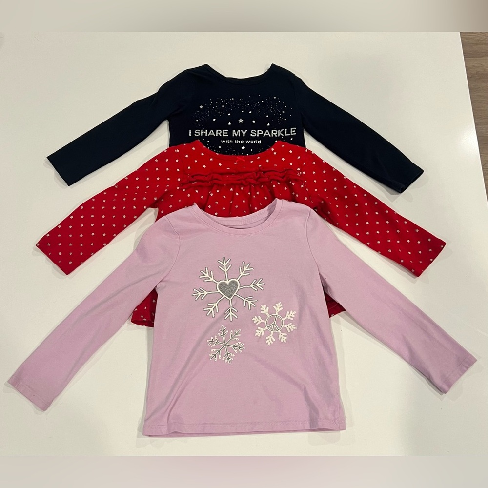 Bundle of 3 Long Sleeve Girls Graphic Tee’s